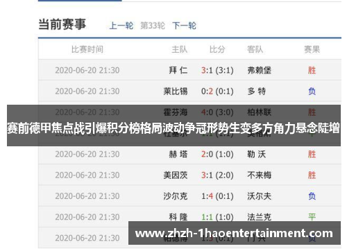 赛前德甲焦点战引爆积分榜格局波动争冠形势生变多方角力悬念陡增