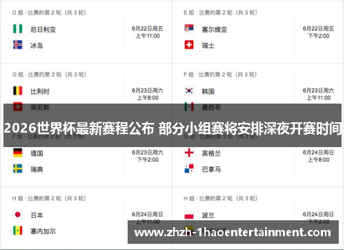 2026世界杯最新赛程公布 部分小组赛将安排深夜开赛时间